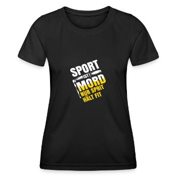 Sport ist mord nur sprit hält fit - Frauen Funktions-T-Shirt - Schwarz - Vorne - AI Model Female 172 light (172cm)