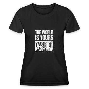 The World is yours das Bier ist aber meins - Frauen Funktions-T-Shirt - Schwarz - Vorne - AI Model Female 172 light (172cm)