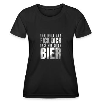 Von null auf Fick dich nach nur einem Bier - Frauen Funktions-T-Shirt - Schwarz - Vorne - AI Model Female 172 light (172cm)
