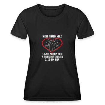 Wege in mein Herz Bier - Frauen Funktions-T-Shirt - Schwarz - Vorne - AI Model Female 172 light (172cm)