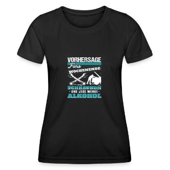 Vorhersage fürs wochenende schrauber und alkohol - Frauen Funktions-T-Shirt - Schwarz - Vorne - AI Model Female 172 light (172cm)