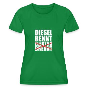 Diesel rennt Elektro brennt - Frauen Funktions-T-Shirt - Kelly Green - Vorne - AI Model Female 172 dark (172cm)