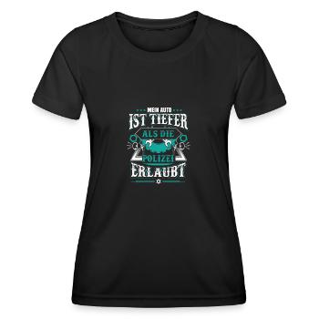 Mein Auto ist tiefer als die Polizei erlaubt - Frauen Funktions-T-Shirt - Schwarz - Vorne - AI Model Female 172 light (172cm)