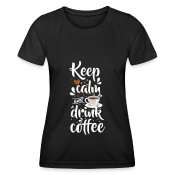 Espresso Amateur de café Latte Macchiato - T-shirt sport Femme - noir - Devant - AI Model Female 172 light (172cm)