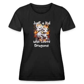 Juste un enfant qui aime les dragons - T-shirt sport Femme - noir - Devant - AI Model Female 172 light (172cm)