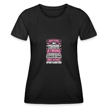 Meisterin Sportschützin Schützenfest Sportschießen - Frauen Funktions-T-Shirt - Schwarz - Vorne - AI Model Female 172 light (172cm)