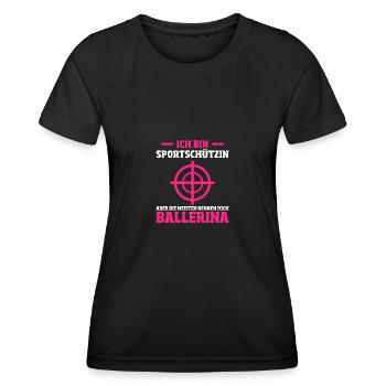 Ballerina Sportschützin Schützenfest Sportschießen - Frauen Funktions-T-Shirt - Schwarz - Vorne - AI Model Female 172 light (172cm)