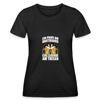 Profi am Dartboard Dartspieler Darts Dart - Frauen Funktions-T-Shirt - Schwarz - Vorne - AI Model Female 172 light (172cm)