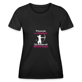 Prinzessin Pfeil Bogen Bogenschießen Bogenschütze - Frauen Funktions-T-Shirt - Schwarz - Vorne - AI Model Female 172 light (172cm)