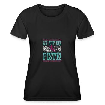 ab auf die piste - Frauen Funktions-T-Shirt - Schwarz - Vorne - AI Model Female 172 light (172cm)