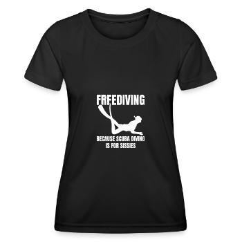 Freitauchen | Apnoetauchen Freediving Geschenkidee - Frauen Funktions-T-Shirt - Schwarz - Vorne - AI Model Female 172 light (172cm)