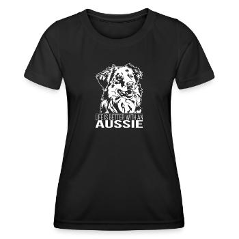 Aussie life is better Dog Saying Wilsigns - Women's Functional T-Shirt - black - Front - AI Model Female 172 light (172cm)