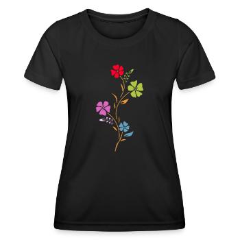 Skoliose Blume Bunt - Frauen Funktions-T-Shirt - Schwarz - Vorne - AI Model Female 172 light (172cm)