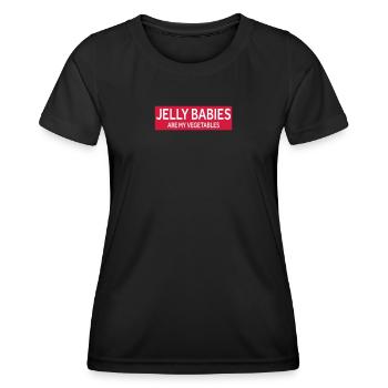 JELLY BABIES ARE MY VEGETABLES - Frauen Funktions-T-Shirt - Schwarz - Vorne - AI Model Female 172 light (172cm)