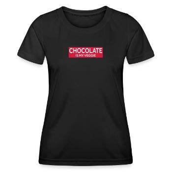 LE CHOCOLAT, C’EST MON LÉGUME - T-shirt sport Femme - noir - Devant - AI Model Female 172 light (172cm)