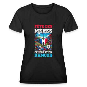 Fête des mères aux racines françaises, maman, meilleur - T-shirt sport Femme - noir - Devant - AI Model Female 172 light (172cm)