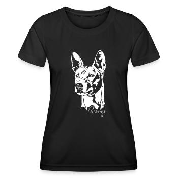 BASENJI Portrait Hundeportrait Hunde Wilsigns - Frauen Funktions-T-Shirt - Schwarz - Vorne - AI Model Female 172 light (172cm)