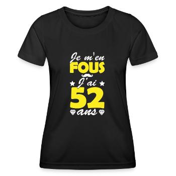 j'ai 52 ans / cadeau anniversaire 52 ans - T-shirt sport Femme - noir - Devant - AI Model Female 172 light (172cm)