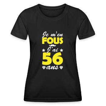 j'ai 56 ans / cadeau anniversaire 56 ans - T-shirt sport Femme - noir - Devant - AI Model Female 172 light (172cm)