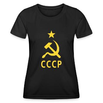 Wappen der UdSSR СССР der Sowjetunion Russland Stern - Frauen Funktions-T-Shirt - Schwarz - Vorne - AI Model Female 172 light (172cm)
