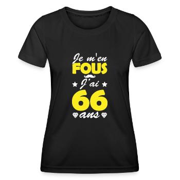 j ai 66 ans / cadeau anniversaire 66 ans - T-shirt sport Femme - noir - Devant - AI Model Female 172 light (172cm)