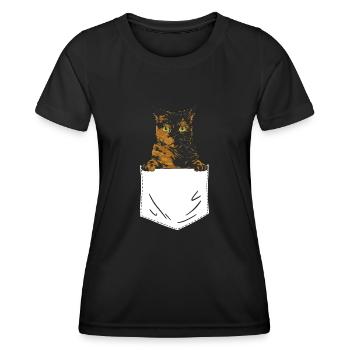 Schildpatt Katze Tortoiseshell Cat Tortie - Frauen Funktions-T-Shirt - Schwarz - Vorne - AI Model Female 172 light (172cm)