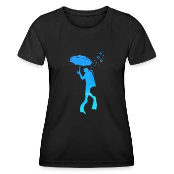 Scuba Diver Umbrella Underwater Exploration - Frauen Funktions-T-Shirt - Schwarz - Vorne - AI Model Female 172 light (172cm)