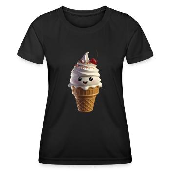 Fröhliches Eis - Frauen Funktions-T-Shirt - Schwarz - Vorne - AI Model Female 172 light (172cm)