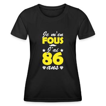 j'ai 86 ans / cadeau 86 ans / t-shirt 86 ans - T-shirt sport Femme - noir - Devant - AI Model Female 172 light (172cm)