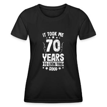 70 Jahre alt 70ter Geburtstag Idee zum Geburtstag - Frauen Funktions-T-Shirt - Schwarz - Vorne - AI Model Female 172 light (172cm)