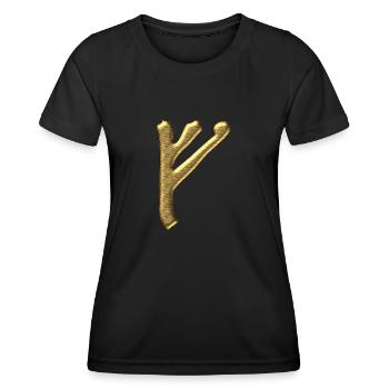 Rune Fehu - luck, prosperity & personal power - Women's Functional T-Shirt - black - Front - AI Model Female 172 light (172cm)