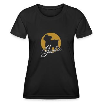 Liebenswerter Yorkie im Farbkreis mit Schriftzug - Frauen Funktions-T-Shirt - Schwarz - Vorne - AI Model Female 172 light (172cm)