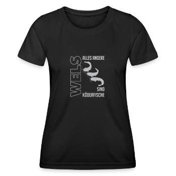 Wels angeln Waller fischen Sportfischen auf Wels - Frauen Funktions-T-Shirt - Schwarz - Vorne - AI Model Female 172 light (172cm)