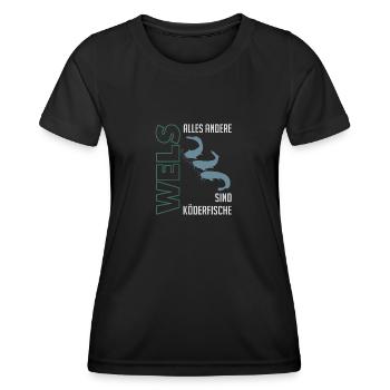 Wels angeln Waller fischen Sportfischen auf Wels - Frauen Funktions-T-Shirt - Schwarz - Vorne - AI Model Female 172 light (172cm)