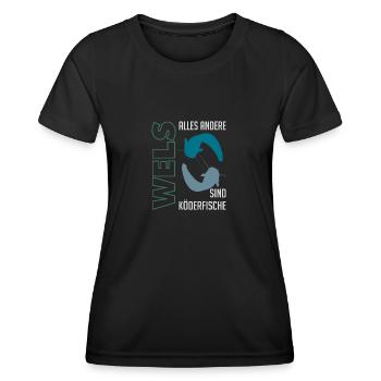 Wels angeln Waller fischen Sportfischen auf Wels - Frauen Funktions-T-Shirt - Schwarz - Vorne - AI Model Female 172 light (172cm)