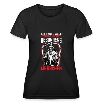 Ich hasse Menschen - Frauen Funktions-T-Shirt - Schwarz - Vorne - AI Model Female 172 light (172cm)