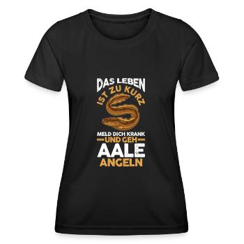 Angeln Angler Aal - Frauen Funktions-T-Shirt - Schwarz - Vorne - AI Model Female 172 light (172cm)