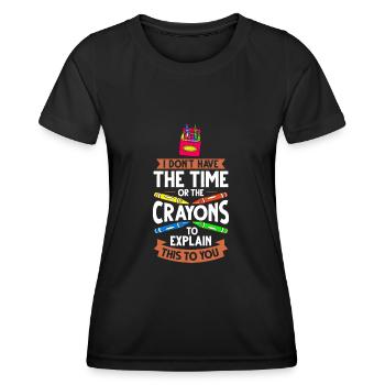 Crayon Box Colored Pencil Wax Case Wax Crayon - Women's Functional T-Shirt - black - Front - AI Model Female 172 light (172cm)