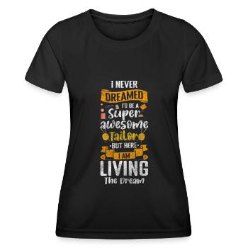 Kleidung Faden Mode Näherin - Frauen Funktions-T-Shirt - Schwarz - Vorne - AI Model Female 172 light (172cm)