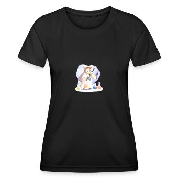 Kluger Eulen-Wissenschaftler: Experimente in Weish - Frauen Funktions-T-Shirt - Schwarz - Vorne - AI Model Female 172 light (172cm)