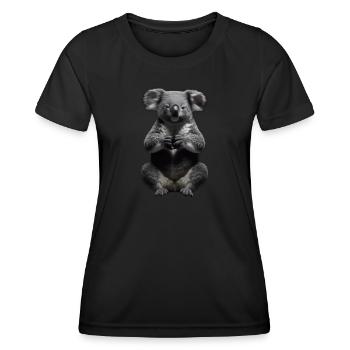 Koala en prière - T-shirt sport Femme - noir - Devant - AI Model Female 172 light (172cm)