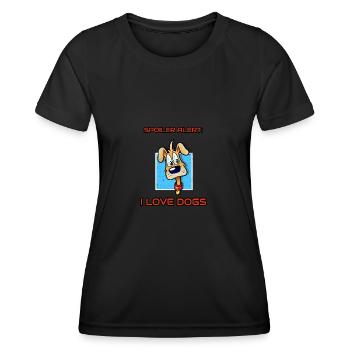 Alerte spoiler I Love Dogs Cartoon Canine - T-shirt sport Femme - noir - Devant - AI Model Female 172 light (172cm)