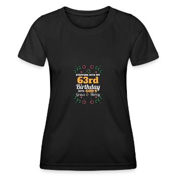 À l’occasion de mon 63e anniversaire religieux - T-shirt sport Femme - noir - Devant - AI Model Female 172 light (172cm)