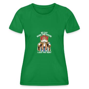 Meine Katze betreibt dieses Haus, ich zahle nur Miete - Frauen Funktions-T-Shirt - Kelly Green - Vorne - AI Model Female 172 dark (172cm)