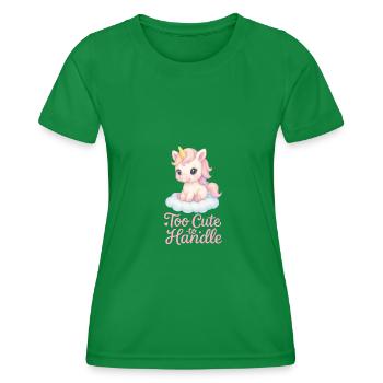 Too Cute to Handle – Baby Unicorn with Cloud - Women's Functional T-Shirt - kelly green - Front - AI Model Female 172 dark (172cm)