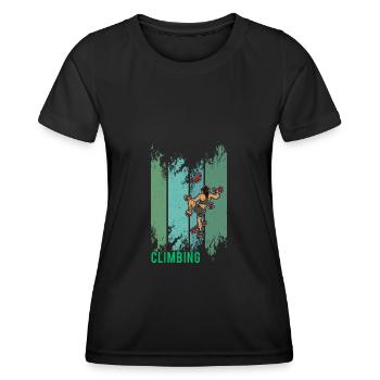Bouldering Climbing Sports Gym Wall - Women's Functional T-Shirt - black - Front - AI Model Female 172 light (172cm)