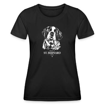 St Bernard Papa Chiens Chien Saint Bernard Wilsigns - T-shirt sport Femme - noir - Devant - AI Model Female 172 light (172cm)