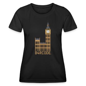 B4RCODE. Londres - T-shirt sport Femme - noir - Devant - AI Model Female 172 light (172cm)