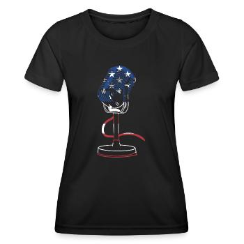 Singer Us Flag Karaoke - Frauen Funktions-T-Shirt - Schwarz - Vorne - AI Model Female 172 light (172cm)