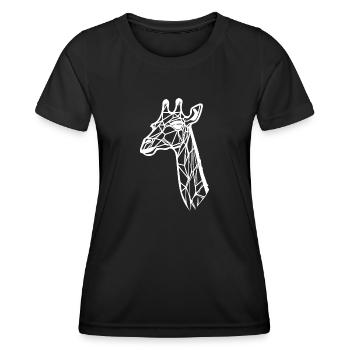 Schlanke Giraffe Geometrischer Linien Style - Frauen Funktions-T-Shirt - Schwarz - Vorne - AI Model Female 172 light (172cm)